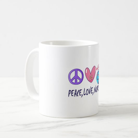 Mug Peace Love Nuring (Devant gauche)