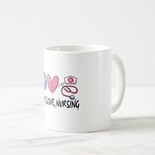 Mug Peace Love Nuring (Devant droit)
