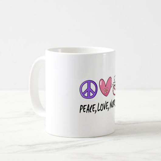 Mug Peace Love Nuring (Devant gauche)
