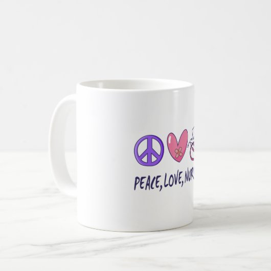 Mug Peace Love Nuring (Devant gauche)