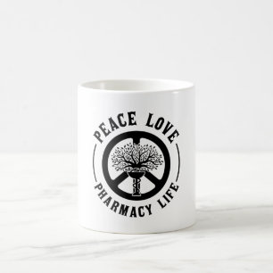 Mug Peace Love Pharmacie Technicien de la vie Pharmaci