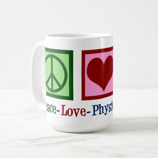 Mug Peace Love Physical Therapy Cute PT (Devant gauche)