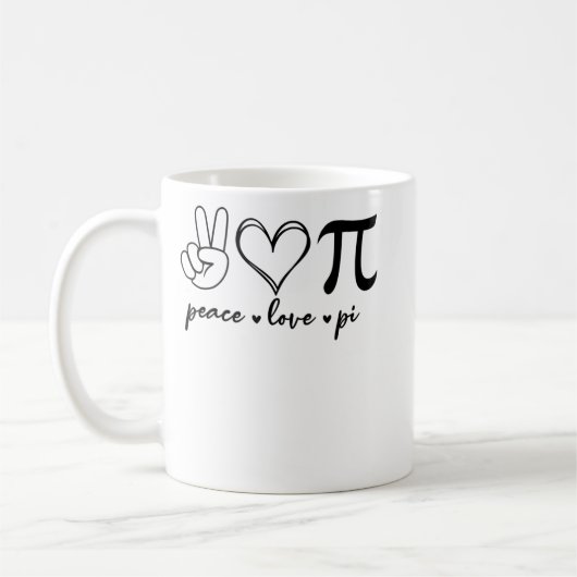 Mug Peace Love Pi Math Love Pi Day Mathématiques Maths (Gauche)