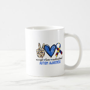 Mug Peace Love Ribbon Sensibilisation sur l'autisme Ac