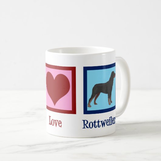 Mug Peace Love Rottweilers (Devant droit)
