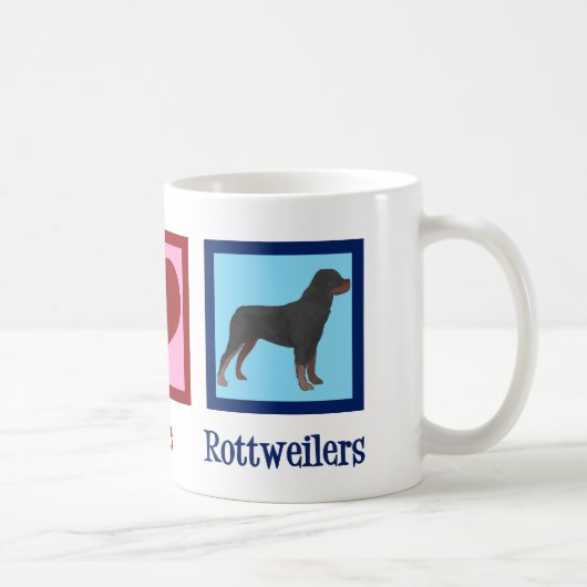 Mug Peace Love Rottweilers (Droite)