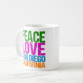 Mug Peace Love San Diego Californie (Devant gauche)