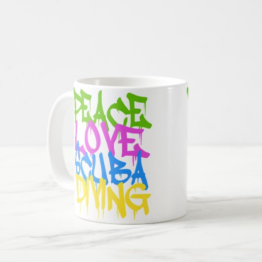 Mug Peace Love Scuba Diving (Devant gauche)
