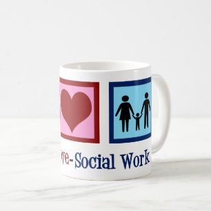 Mug Peace Love Social Work Cute Social Worker
