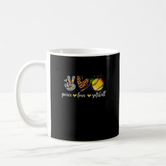 Mug Peace Love Softball Pour Les Filles Ados Cute Leop (Gauche)