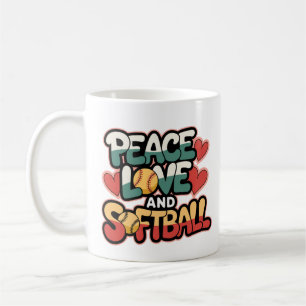 Mug "Peace Love Softball Retro Design