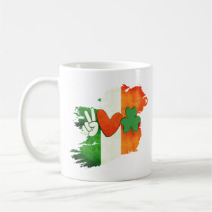 Mug Peace Love St. Patrick's Day, Cadeau irlandais
