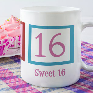 Mug Peace Love Sweet 16 mignon 16e anniversaire