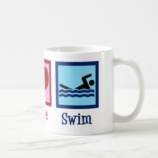 Mug Peace Love Swim Team Cute Swimmer (Droite)