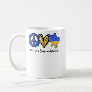 Mug Peace, Love, Ukraine Ukrainian Flag I Stand With U