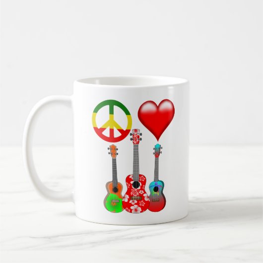 Mug Peace Love Ukuleles (Gauche)