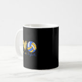 Mug Peace Love Volleyball Retro Art Volleyball Player (Devant gauche)