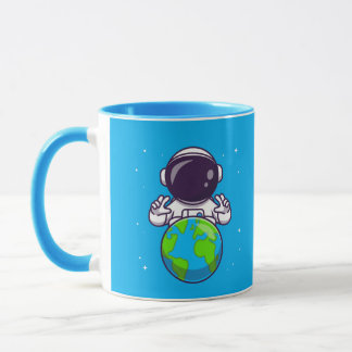 Mug Peaceful Astronaut Holding Planet Earth