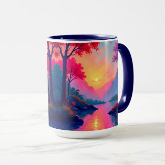 Mug Peaceful Sunset Mountains Fantasy Landscape
