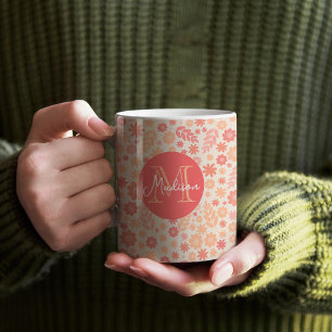 Mug Peach Airy Fleur sauvage Meadow Motif & Monogram