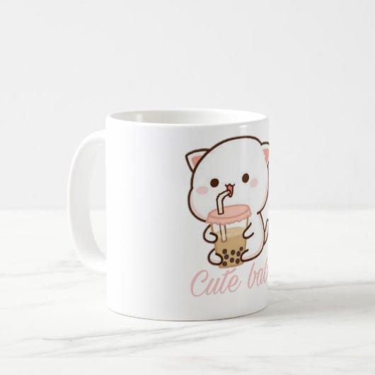 Mug Peach et Goma Mochi Chat Bubble Tea Baby Bodysuit (Devant gauche)