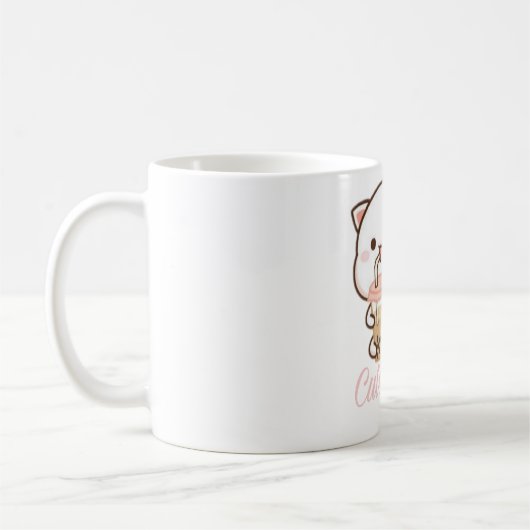 Mug Peach et Goma Mochi Chat Bubble Tea Baby Bodysuit (Gauche)