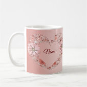 Mug Peach Floral Heart Modern wedding Gift (Gauche)