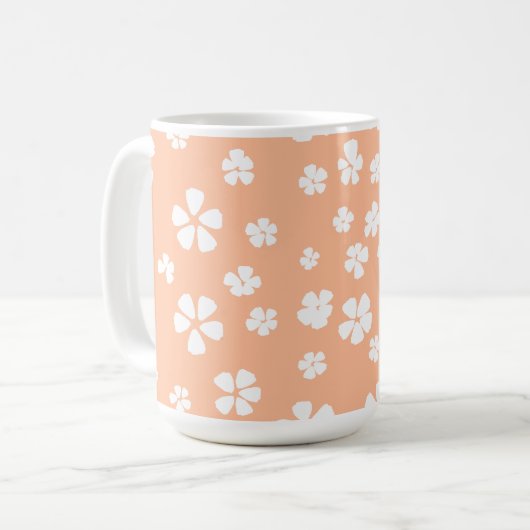 Mug Peach fuzz joli blanc motif pétale floral (Devant gauche)