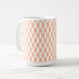Mug Peach fuzz rétro petit ovale blanc pois