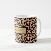 Mug Peach Gold Black Empreinte de léopard avec votre n (Devant droit)