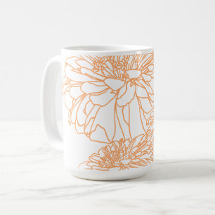 Mug Peach orange joli blanc floral pétale