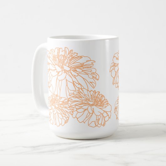 Mug Peach orange joli blanc motif pétale floral (Devant gauche)