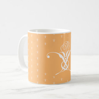 Mug Peach Retro White Flourd Rose