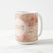 Mug Peach Rose Blanc Empreinte de léopard Gold Love (Devant droit)