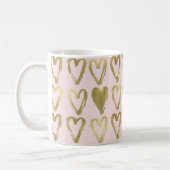Mug Peach rose et Gold Hearts Monogramme (Gauche)