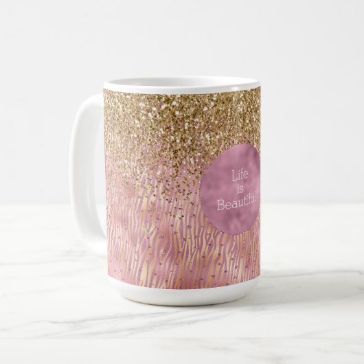 Mug Peach rose Glitzy Gold Parties scintillant Sparkle (Devant gauche)