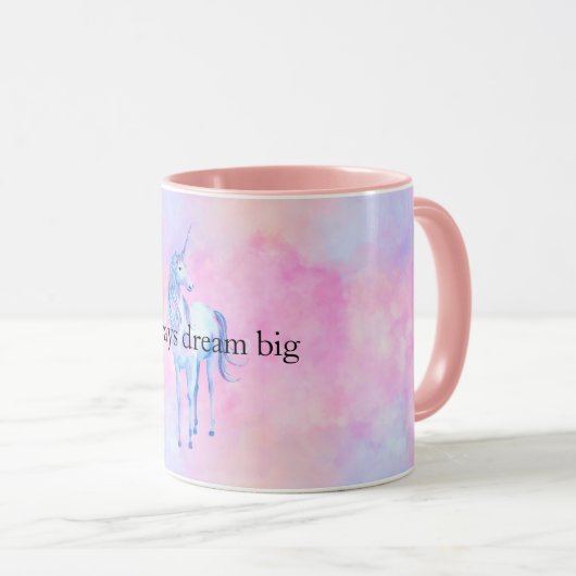 Mug Peach rose violet licorne (Devant droit)