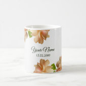 Mug Peach Roses Floral Silver Glitter Wedding Party (Centre)