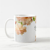 Mug Peach Roses Floral Silver Glitter Wedding Party (Gauche)