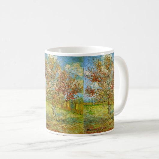 Mug Peach Tree rose en fleurs par Vincent van Gogh (Devant droit)