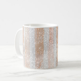 Mug Peach White Stripes Sparkle