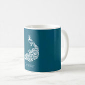 Mug Peacock blanc sur Turquoise chic élégant personnal (Devant droit)