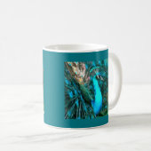 Mug Peacock Bleu Vibrant Avec Queue Fissée (Devant droit)