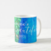 Mug Peacock Blue Green Feather Texture Vibes d'été (Devant droit)
