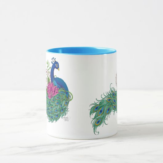 Mug Peacock Blue Lotus Fleur Henné (Centre)