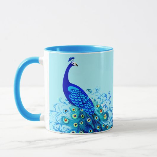 Mug Peacock en bleu turquoise et cobalt (Gauche)