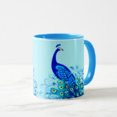 Mug Peacock en bleu turquoise et cobalt (Devant droit)