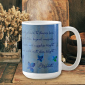 Mug Peacock et fleurs bleues avec poème inspirant