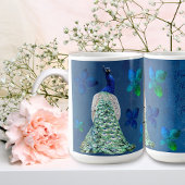 Mug Peacock et fleurs bleues avec poème inspirant
