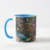 Mug Peacock étonnant en Huichol Style Art (Gauche)